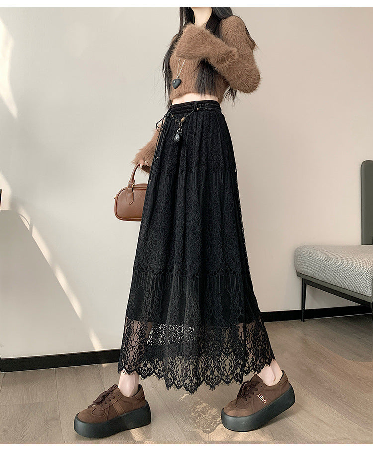 Lace midi skirt