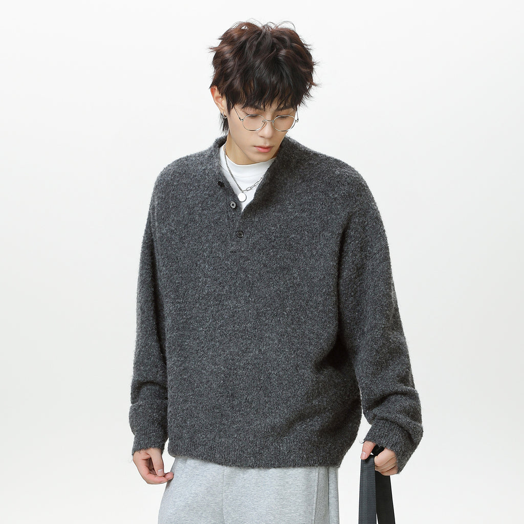 Solid color polo sweater