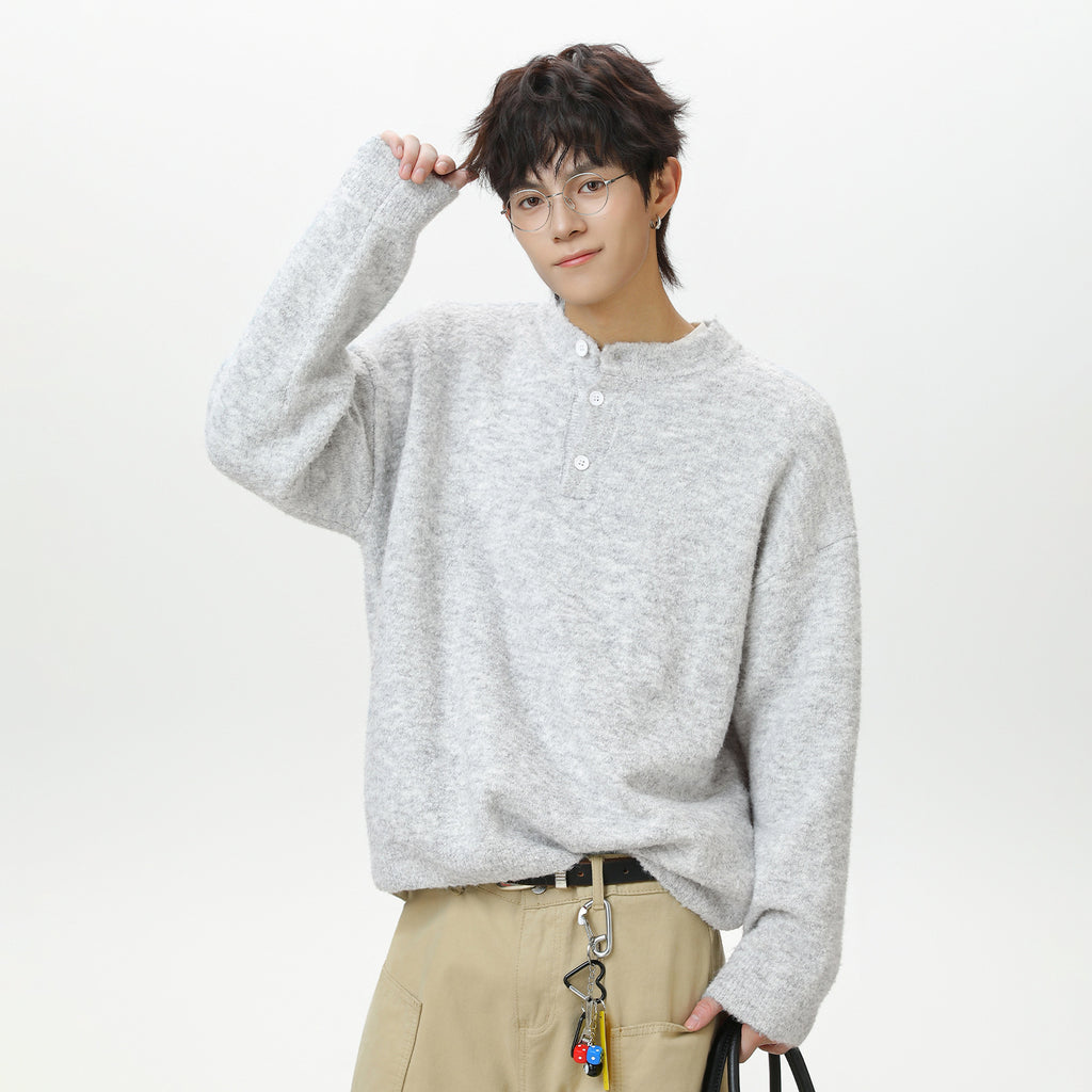 Solid color polo sweater