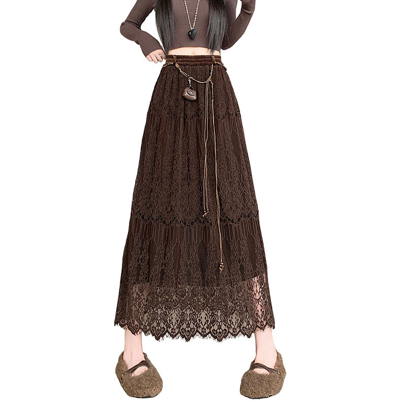 Lace midi skirt