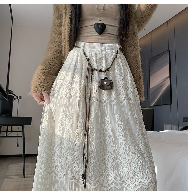 Lace midi skirt