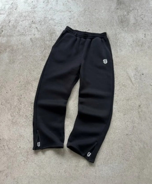 embroidered zip hoodie pants casual long pants high street hip-hop rap street style unisex sweatpants