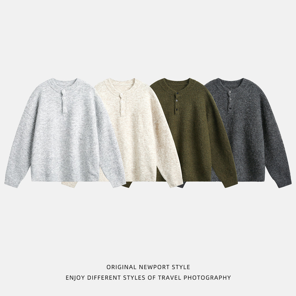 Solid color polo sweater