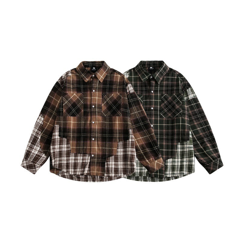 Splicing plaid shirt