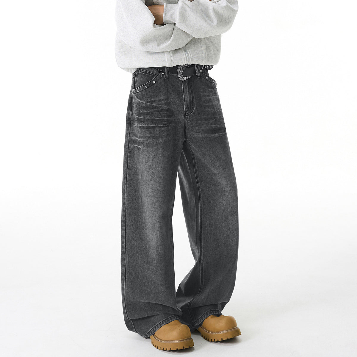 Washed denim jeans