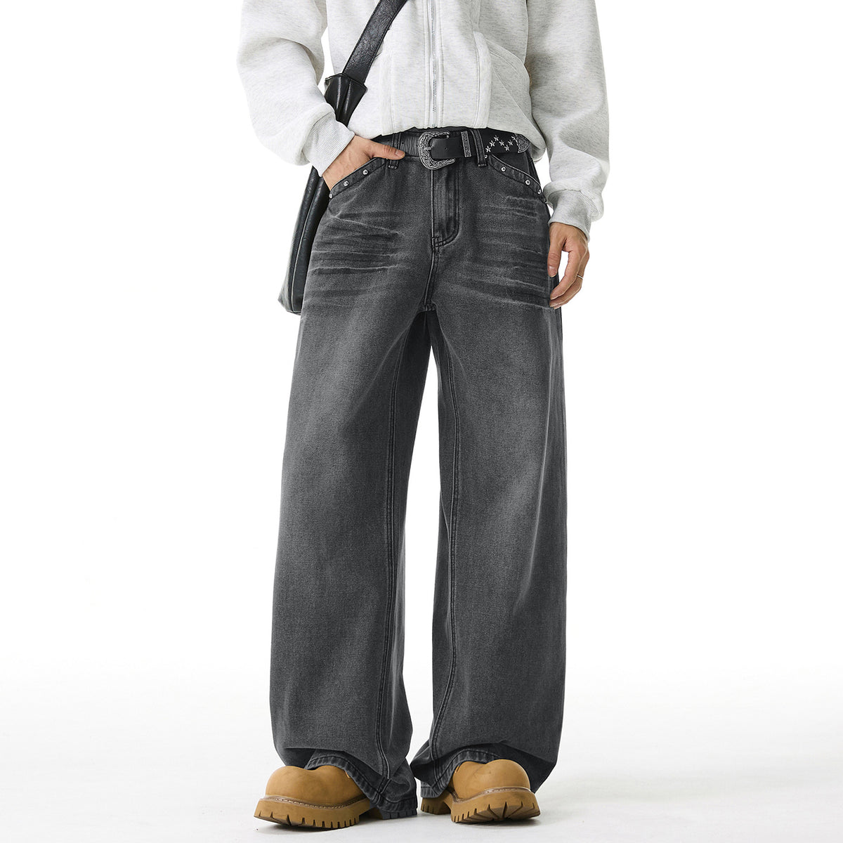 Washed denim jeans