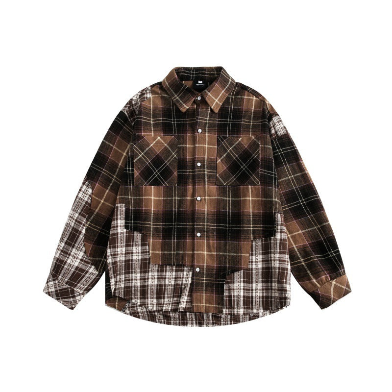 Splicing plaid shirt