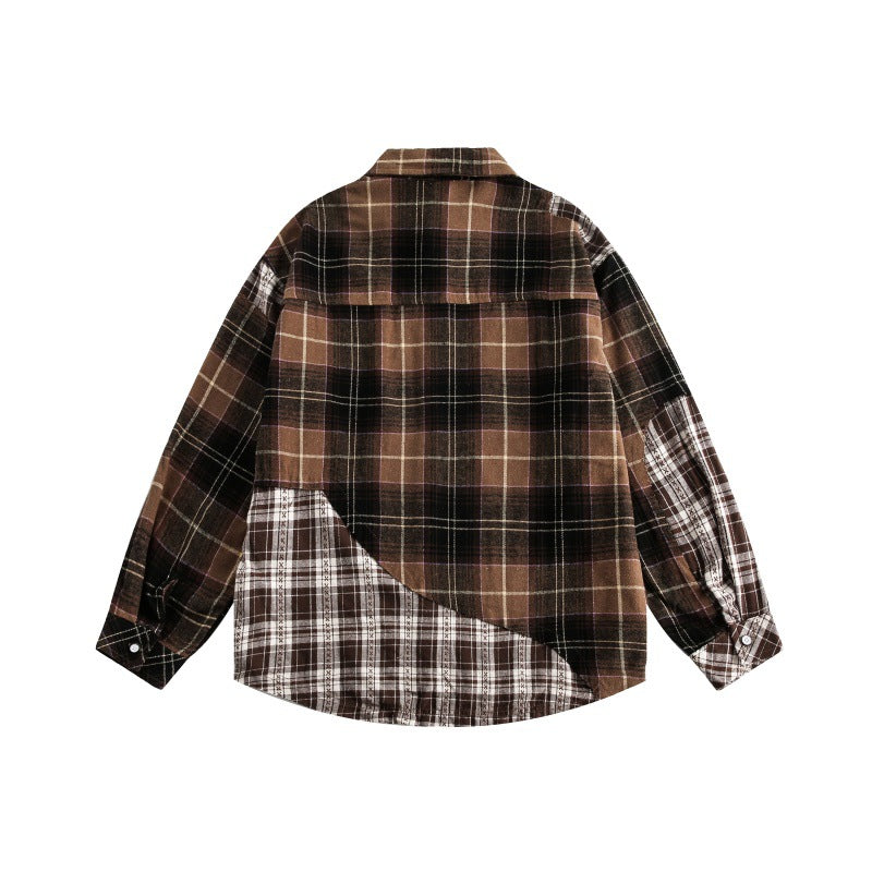 Splicing plaid shirt