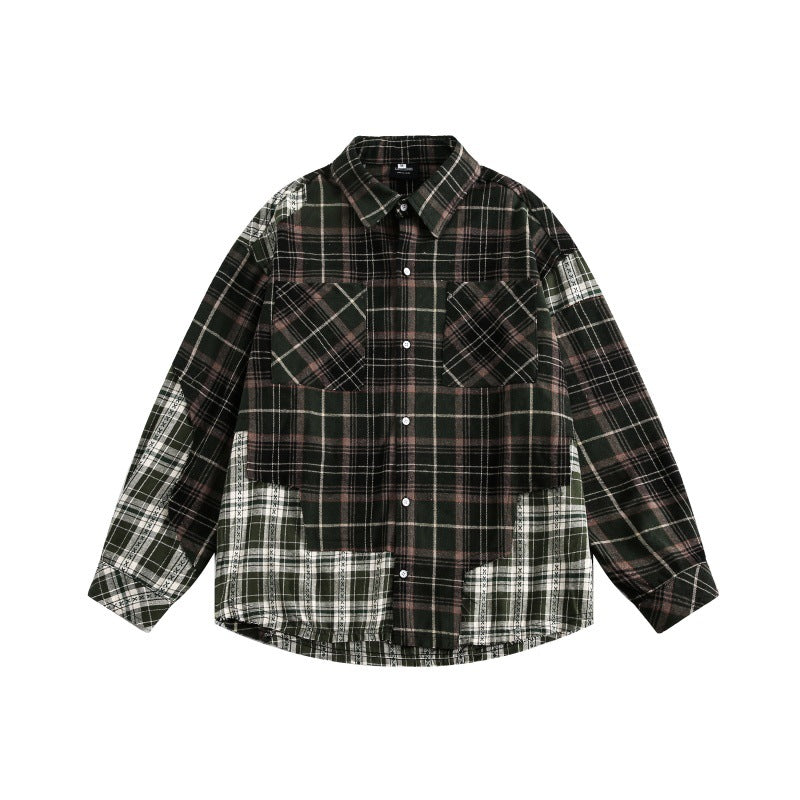 Splicing plaid shirt